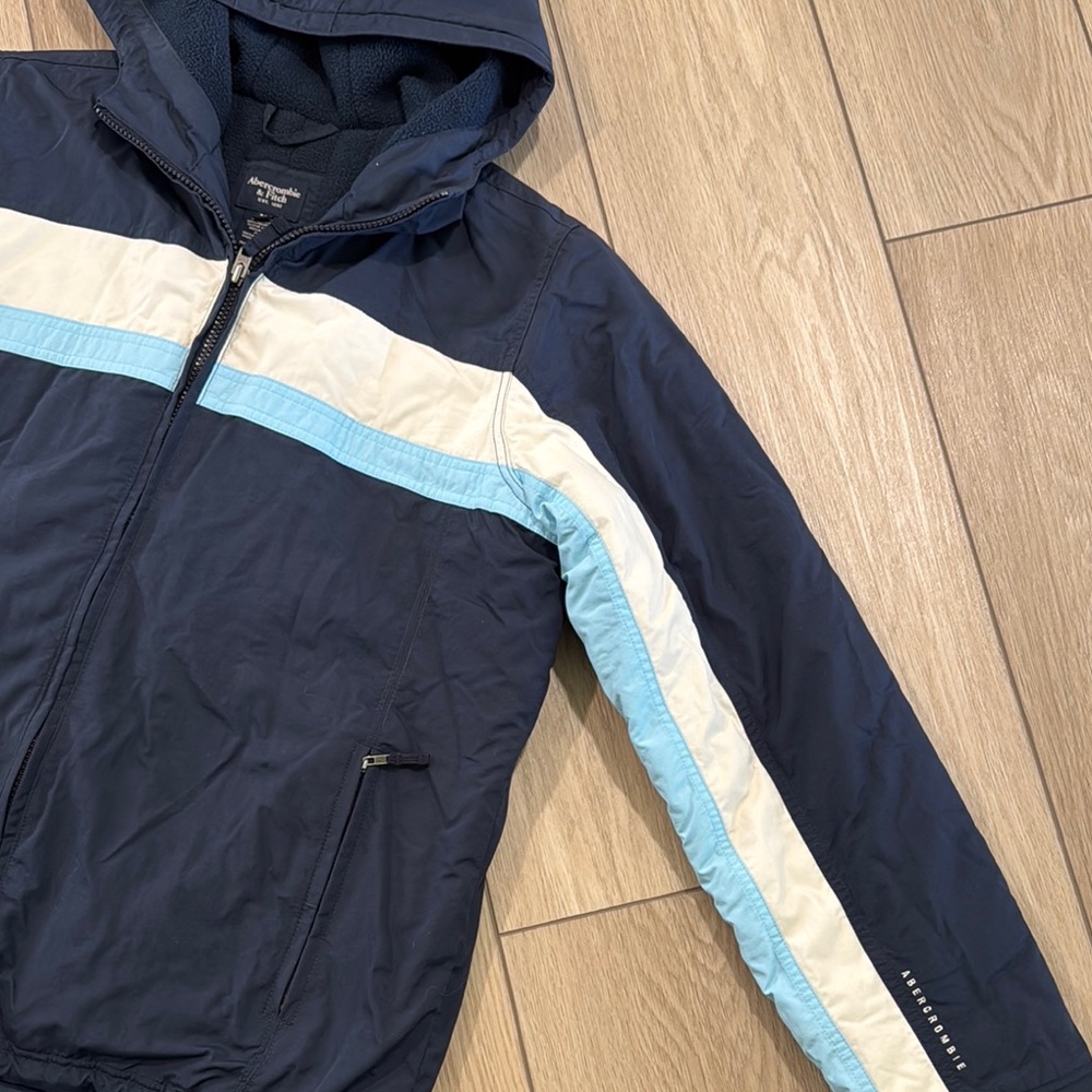 Vintage Y2K Abercrombie & Fitch Fleece Lined Zip Up Hooded Puffer Jacket